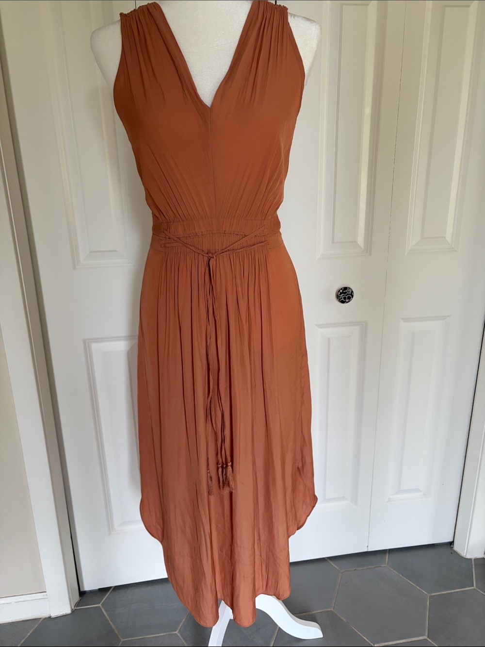 Tahari Rust Sleeveless V-Neck Maxi Dress—NWT!